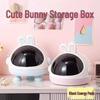 Colorful Bunny Ear Storage Box - Cute Dustproof Flip-top for Toys, Snacks, and Sundries.