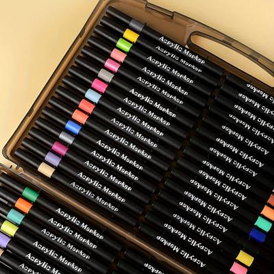 Weiche Pinselspitze Acrylmarker Stifte – Lebendig, Kein Ausbluten, Ideal für Leinwand, Stein, Holz, Glas, Stoff, DIY-Bastelarbeiten