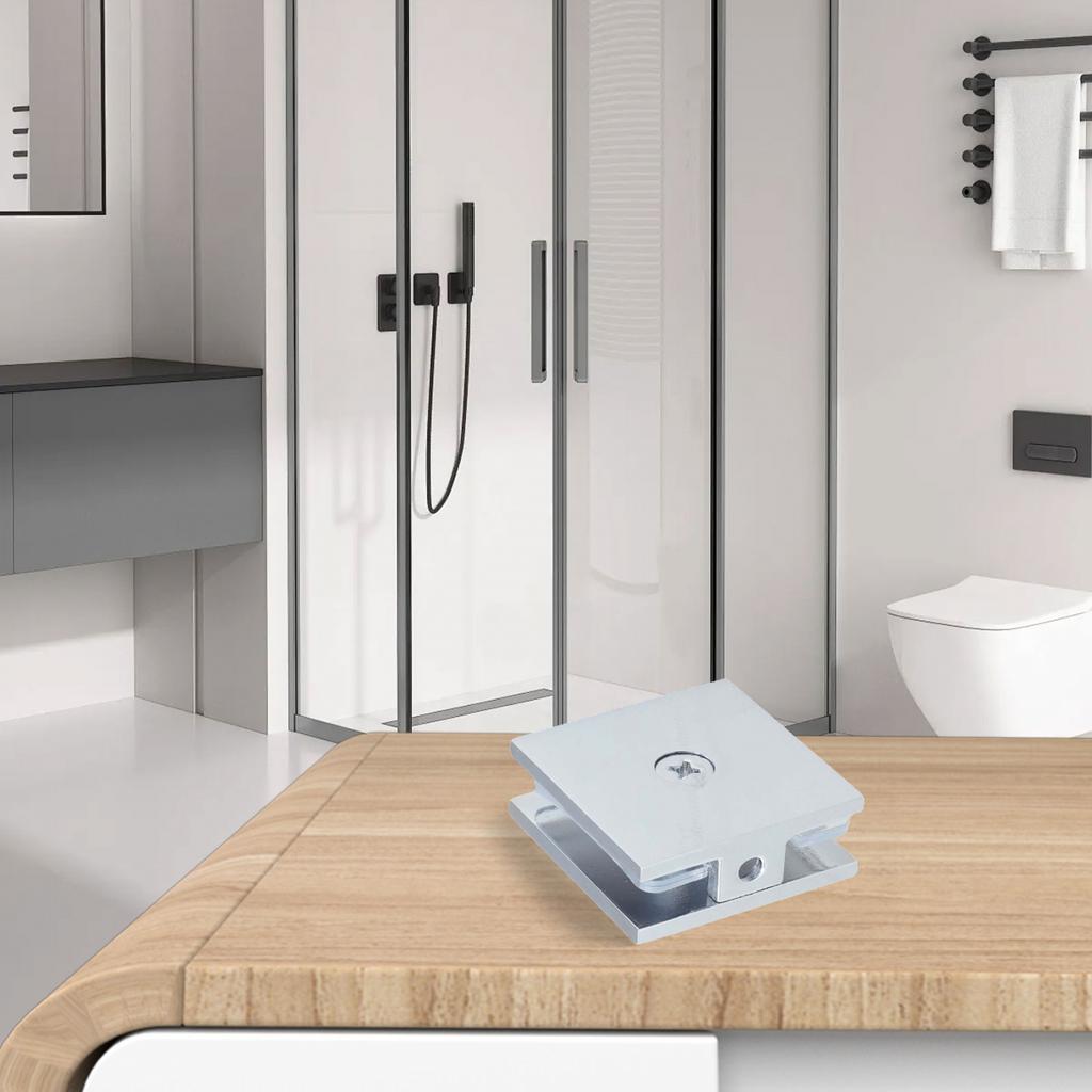 Brass Glass Clamp for Bathroom Doors Square U Shape for 8 12mm Tempered Glass