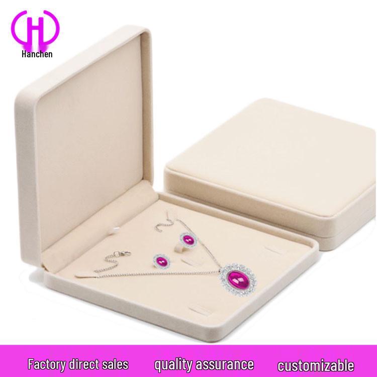 Flocked Jewelry Box for Necklace, Rings, Bracelets & Earrings - 4-Piece Set