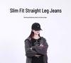 Women's High Waist Slimming Black Cigarette Jeans - Slim Fit Straight Leg Pants for Petite, Perfect for Spring and Autumn 2025