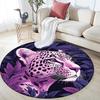 Purple Leopard Round Area Rug,Carpet Rug for Living Room Bedroom Sofa Playroom Decor,Non-slip Floor Mat