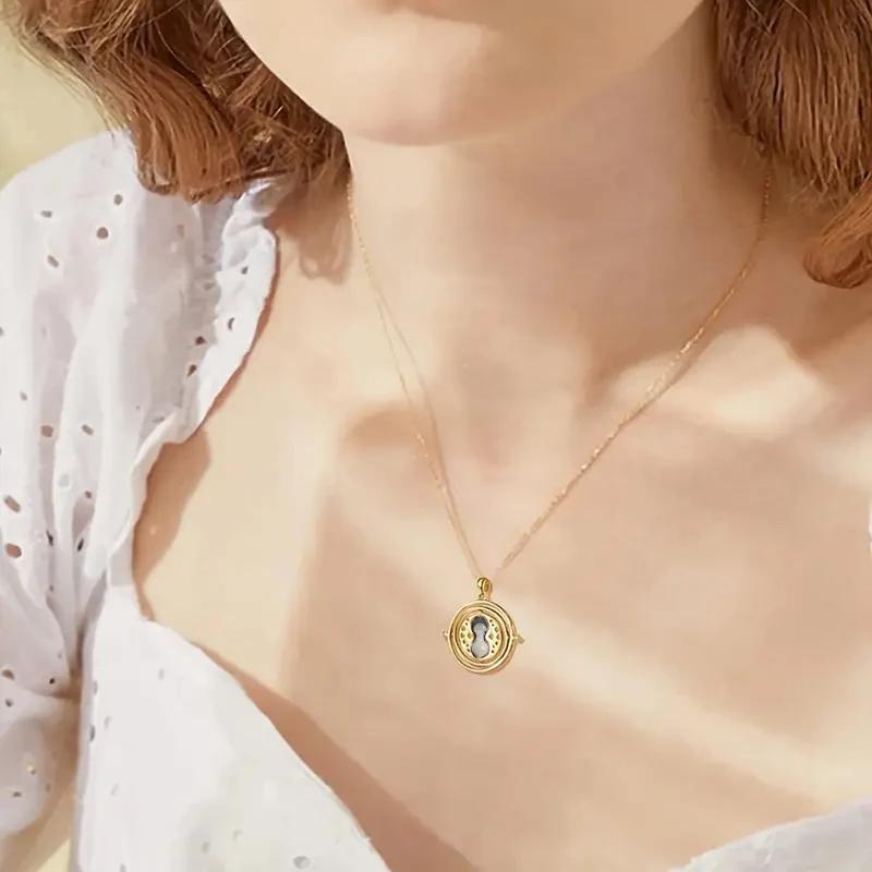 1-10Pcs Harried Time Necklace Timer Hourglass 360 Rotatable Potters Cosplay Props Astronomical Time Converter Magic School Gift