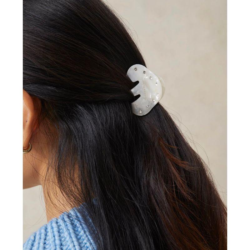 Export Fashion White Diamond Fritillary Retro Grip Pearl Small White Rhinestone Claw Clip