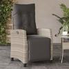 VidaXL Garden Recliner Chair with Footrest Light Grey Rattan 365238