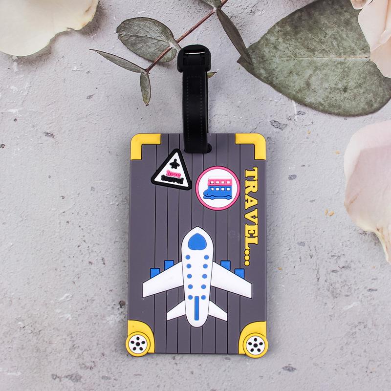 Soft PVC Luggage Tags Plane Pattern Cute Luggage Tag Creative Suitcase Tag Cartoon Boarding Passes Airplane Travel Accessories