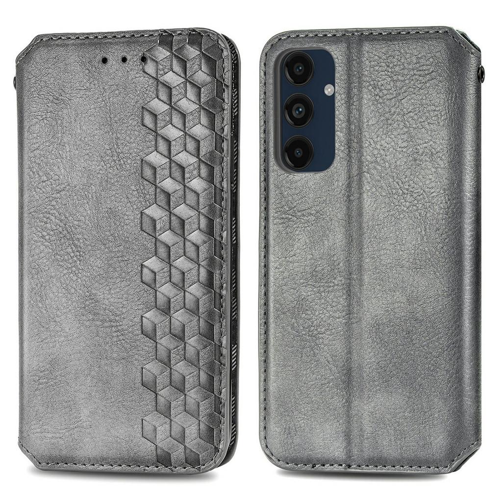 For Samsung Galaxy S24 FE PU Leather Case Rhombus Imprint Wallet Stand Phone Cover