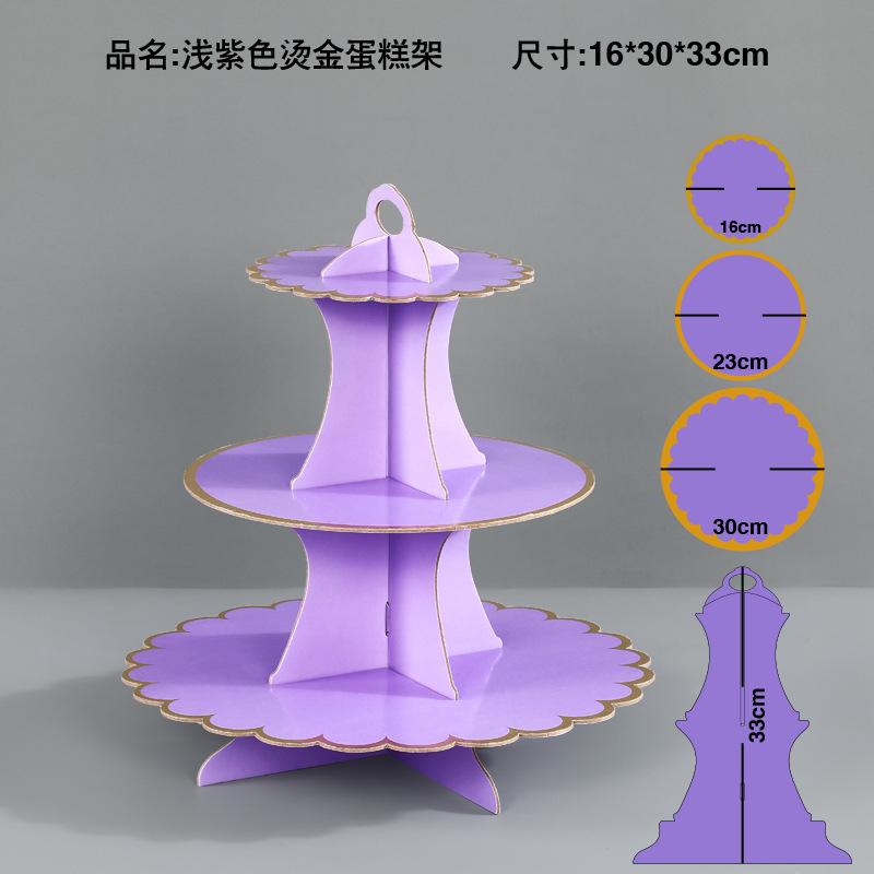 Disposable multi-layer paper cake rack birthday party decoration three-layer hot stamping dessert table cake tray cupcake stand