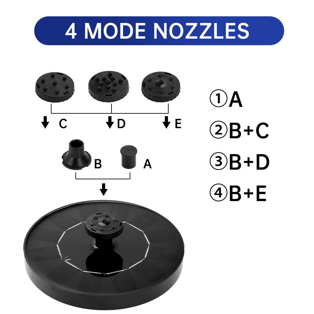 150L/h Solární čerpadlo na vodu Kruhové fontánové čerpadlo Se 4 tryskami Pro ptačí koupaliště Zahrada Venkovní bazén Cirkulace Zařízení pro dodávku kyslíku