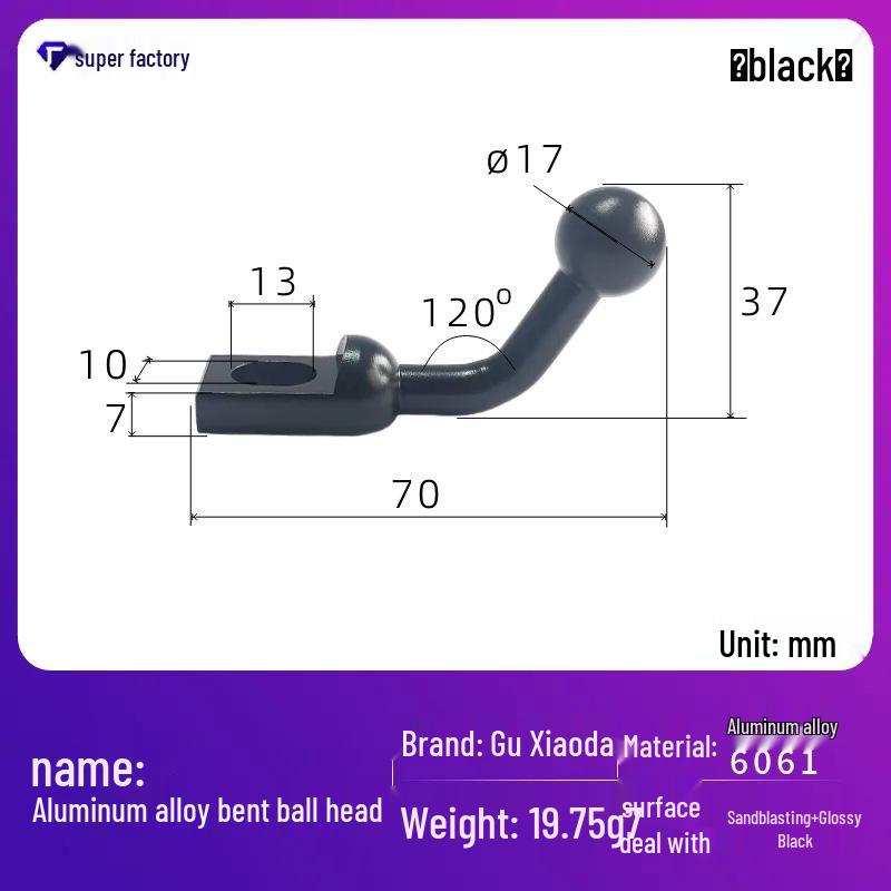 Aluminum Alloy Bent Ball Head Phone Holder for Motorcycle Rearview Mirror