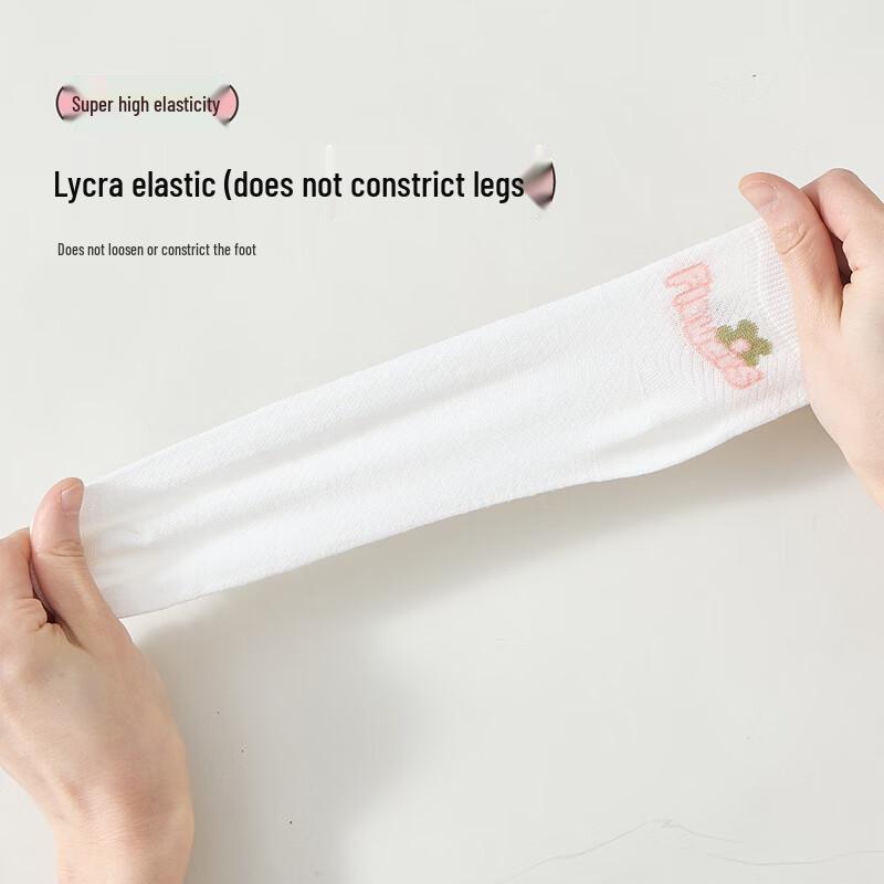 Girls' Summer Thin Mesh Mid-Calf Socks (5 Pairs)