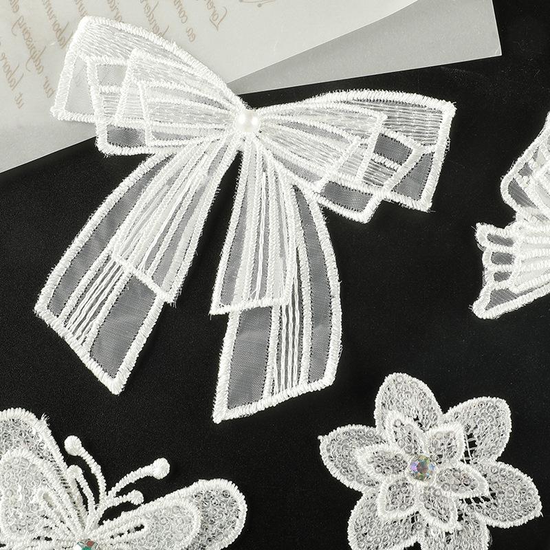 Duoku Cartoon Lace Bow Lace Embroidery Sticker Diy Hand Account Accessories Brooch Hairpin Jewelry Accessories Cloth Sticker