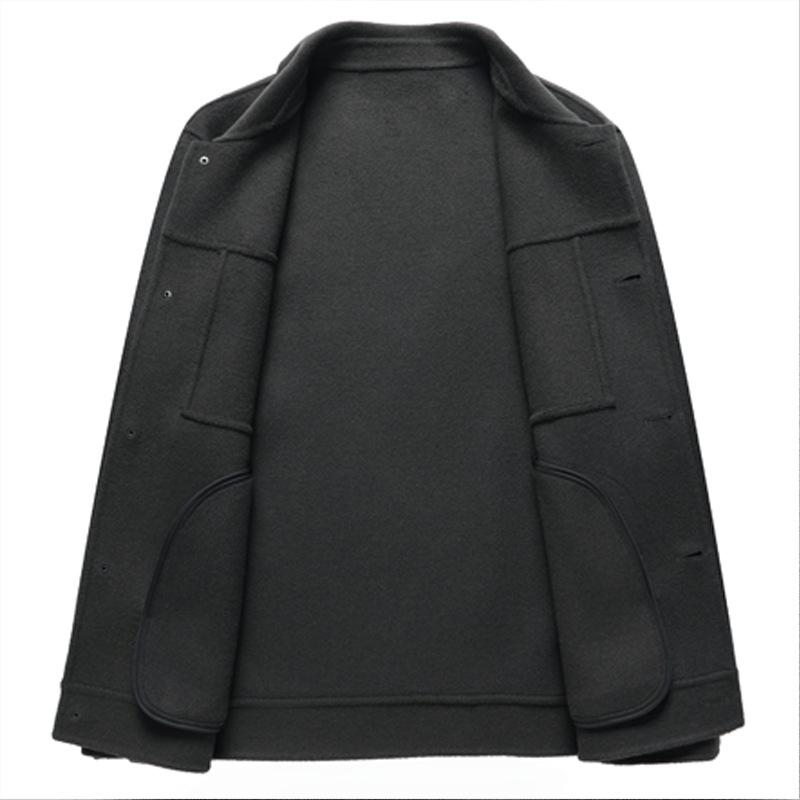 Autumn and Winter Men's Jacket Handmade Double-sided Woolen Tooling Jacket Middle-aged and Young People Lapel Solid Color Woolen Coat