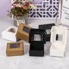 10 Pcs Square White/Kraft/Black Window Packaging Boxes, Various Sizes, Wedding Party Gifts, Handmade Soap Chocolate Flat Boxes