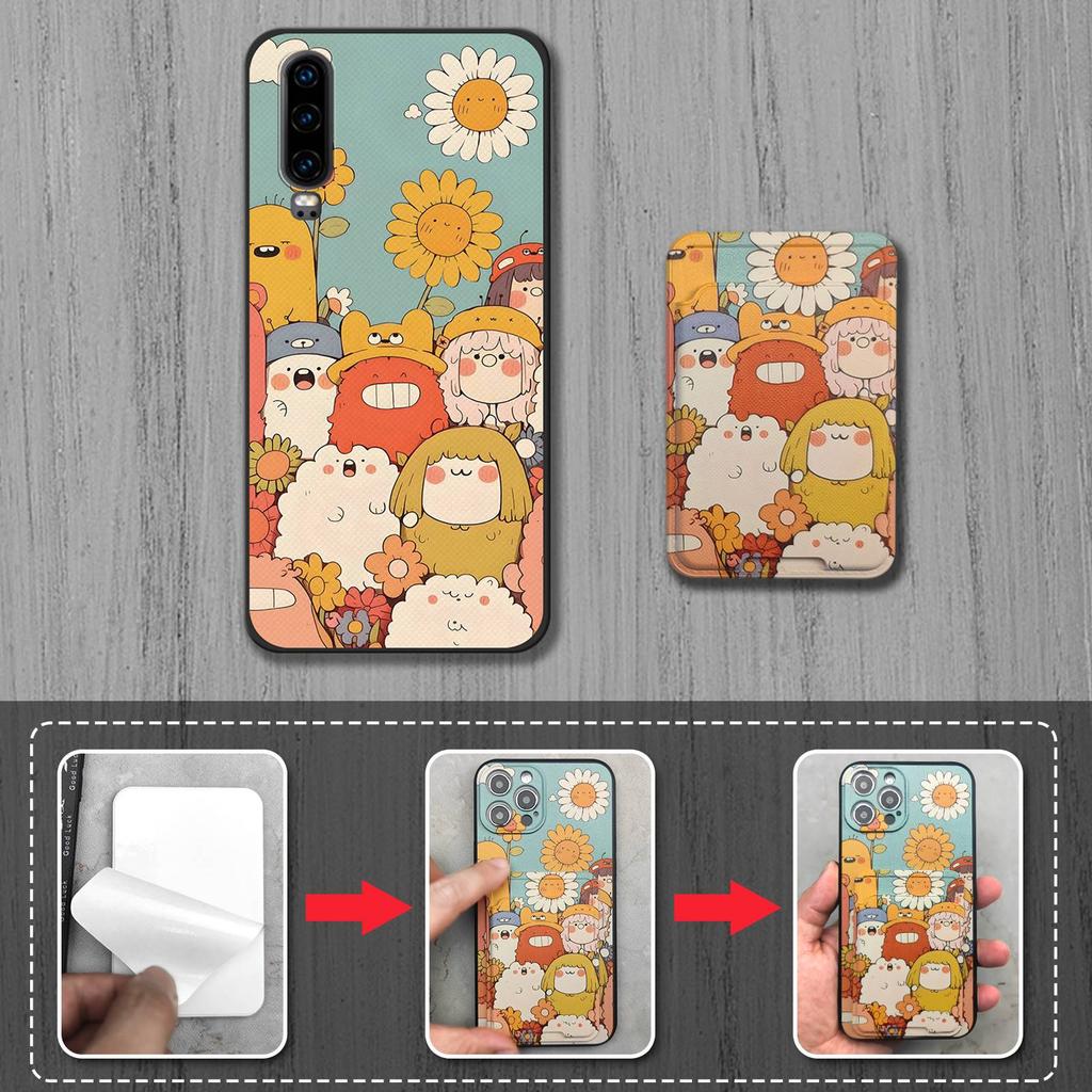 Schmutzabweisende Hülle Handyhülle Für Huawei P30 Graffiti Stoßfest TPU Kartenfach Staubdicht Vollständiger Schutz Langlebig Cartoon