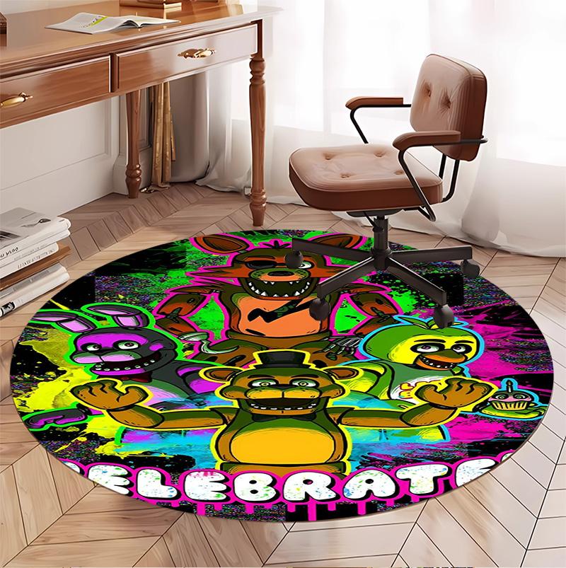 Five Nights at Freddy's Pattern Round Rug, Indoor/Outdoor Mat, for Picnic, Gameroom, Bedroom, Office, Living Room, Home Decor Carpet, Birthday Gift