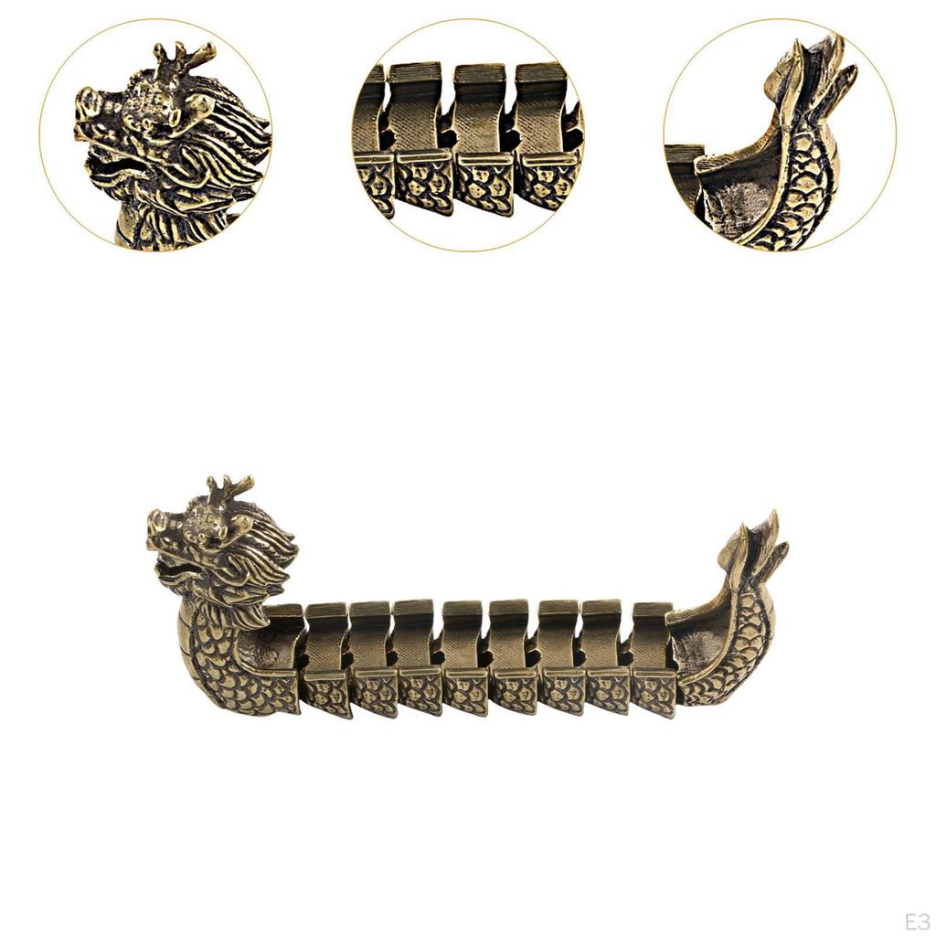 Brass Dragon Boat Figurine for Home Decor Collectible