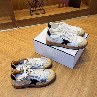 Komplexe Rindslederversion~ Retro kleine weiße Schuhe Damen vielseitige Farbabstimmung Freizeit Sport machen alte Sterne kleine schmutzige Schuhe Deutsches Training sh