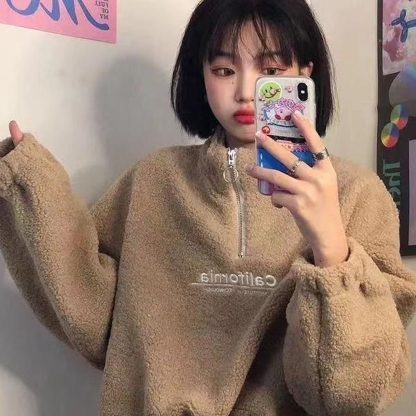 

Женская осенне-зимняя утепленная куртка с полувысоким воротом, короткая свободная блузка XXS