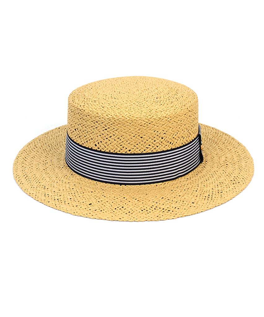 Stripe Line Beige Panama Hat