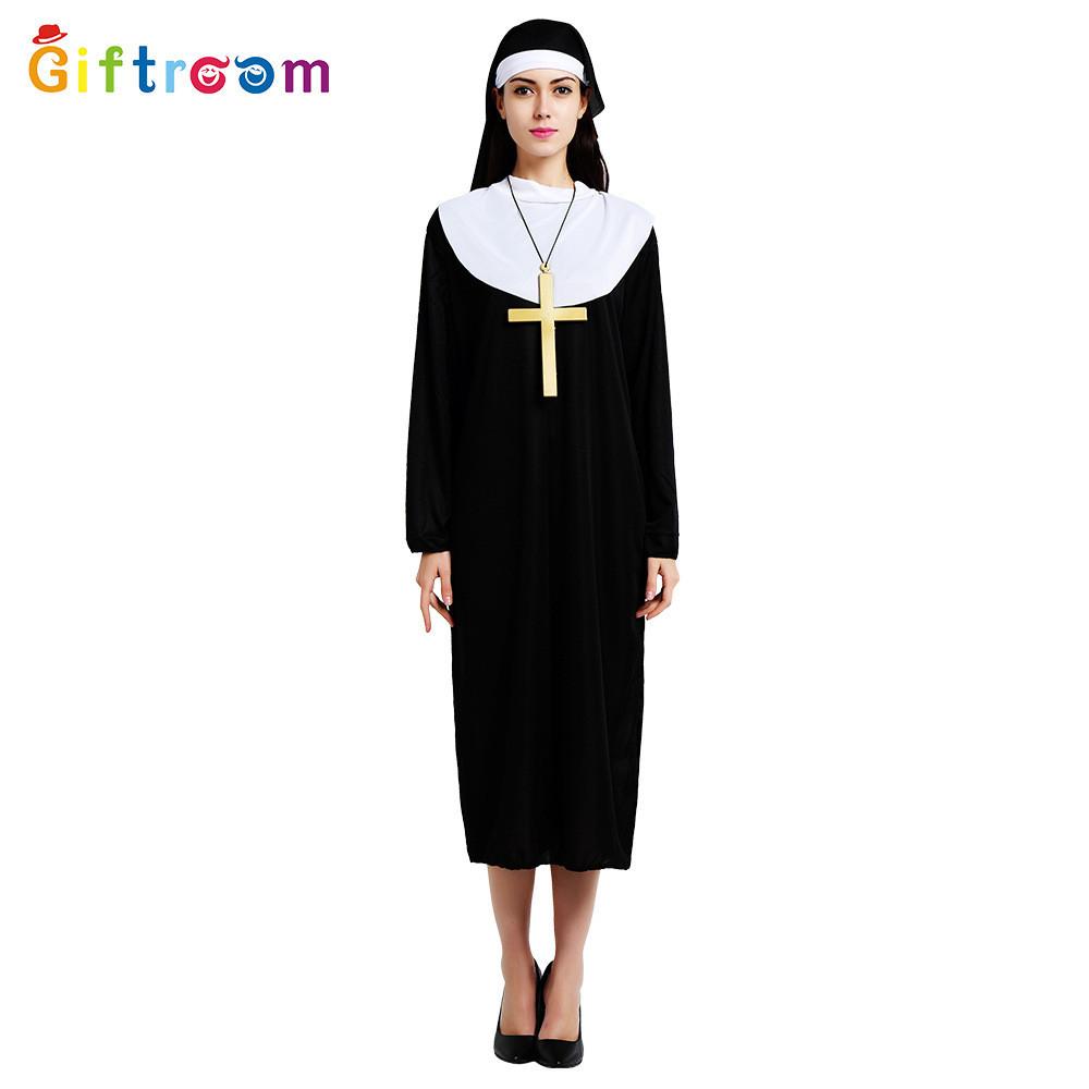 Elegant Cosplay Costume For Women In Classic Nun Robe Design Perfect For Easter Celebrations