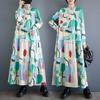 Loose and Thin Fashion Long-sleeved Printed Mid-length Dresses