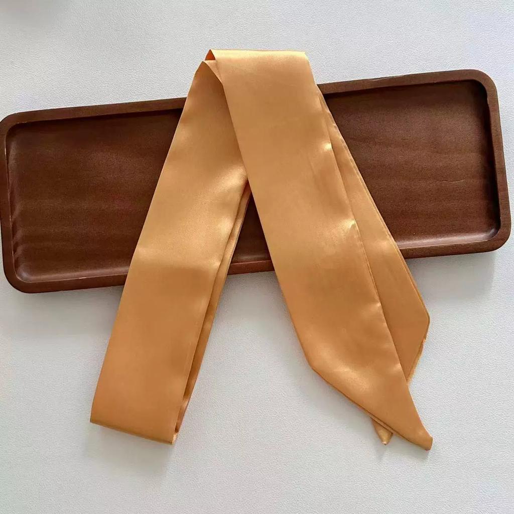 4.5x100cm Long Skinny Hair Scarf Women Imitation Silk Satin Headband Cute Neckerchief Solid Colors Ladies Bag Scarves
