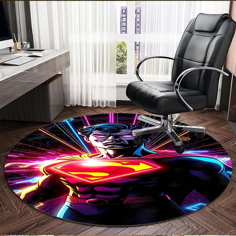 Superman Print Round Rug, Washable Floor Carpet, For Entryway Dorm Laundry Room Office Study, Home Decor Birthday Christmas Gift
