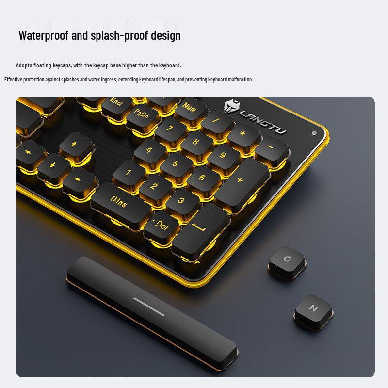 Langtu Silent Wired Mechanical Keyboard and Mouse Set for Office Use - Men & Women