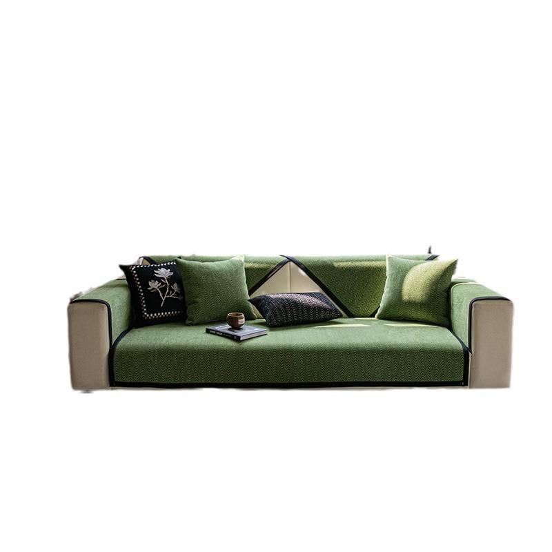 Light Luxury Sofa Cushion Four Seasons Universal Chenille Cover Cloth Black High-Grade Non-Slip Anti-Scratching Cover Blanket