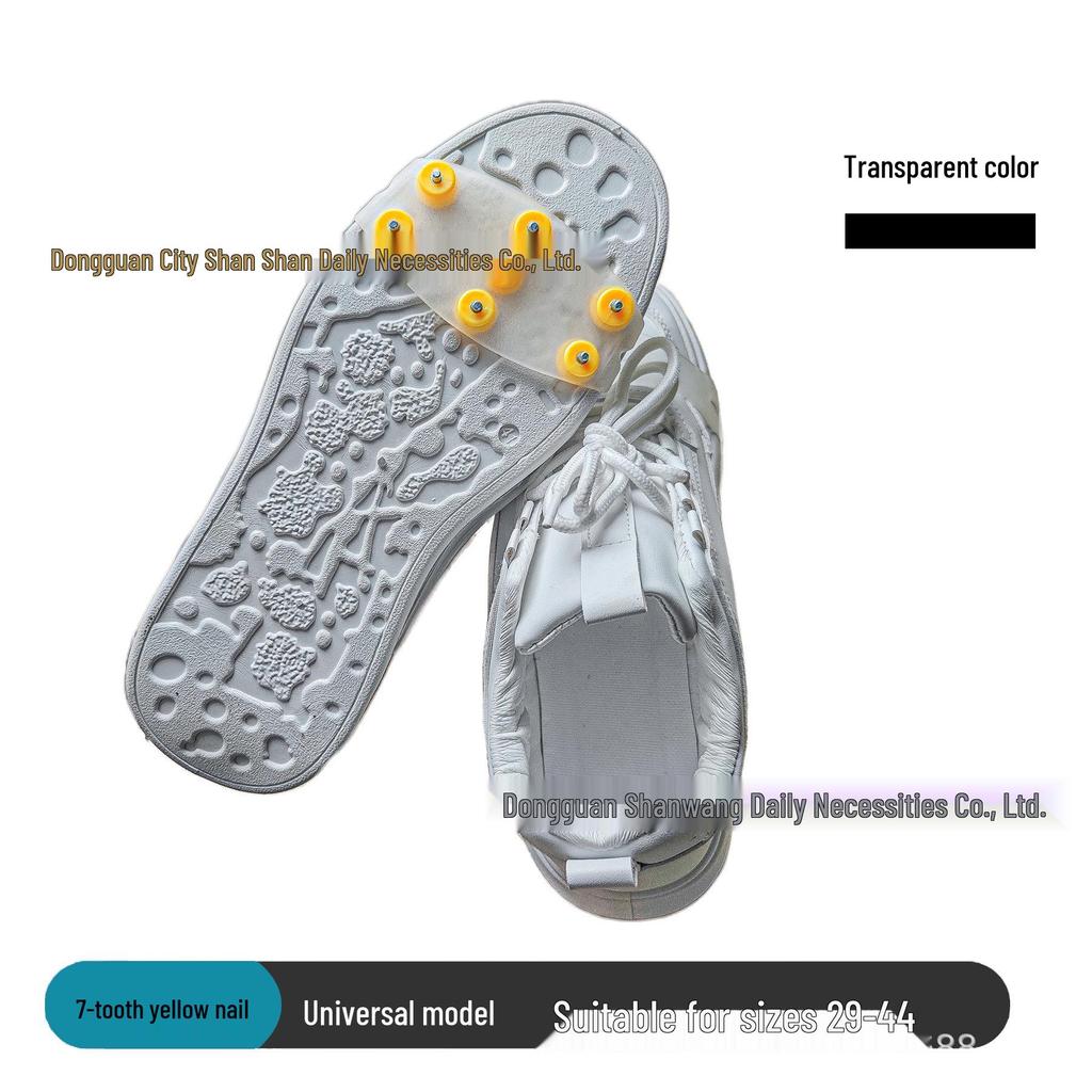 Women's Non-slip 5-tooth Ice Cleats: Transparent Outdoor Shoe Covers for Snow and Mountain Climbing.