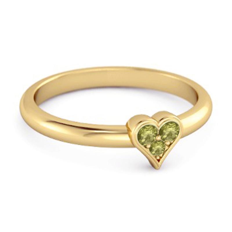 Bague Peridot Cœur Cluster - Argent Sterling Vermeil Or