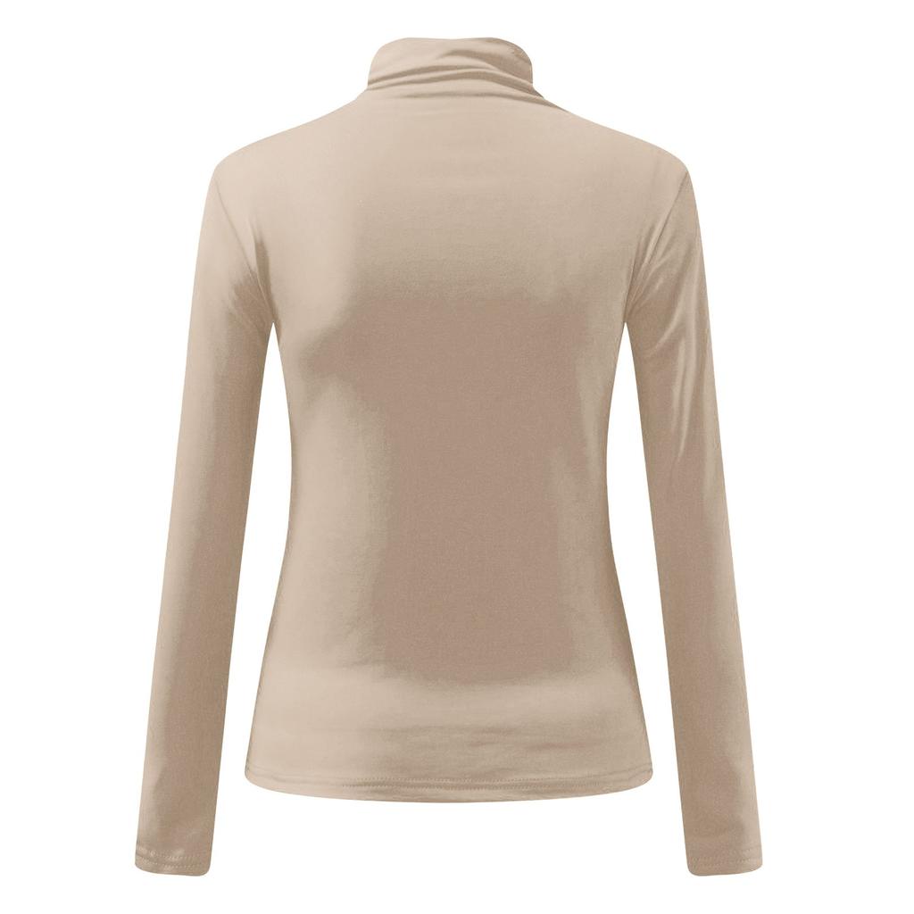 Women's Turtleneck Long Sleeve Shirts Mock Neck Slim Fitted Casual Layer Tee Tops
