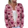 Women's Fashion Long Sleeve Valentine's Day Printed Jacket Cardigan Valentine's Day Sweater