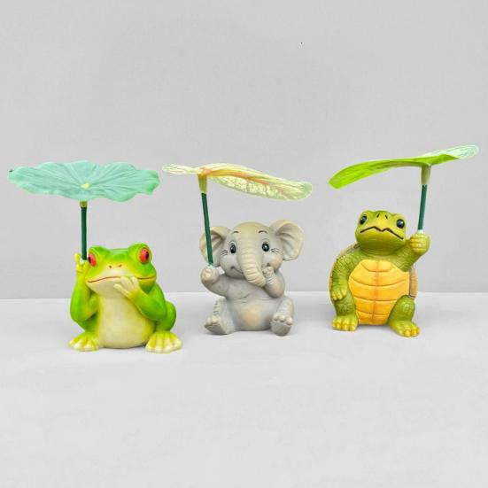 Zahradní ozdoba Kreslený slon Želva Žába Design Vodotěsná pryskyřice Zvířecí socha Zahrada Patio Balkon Dekor