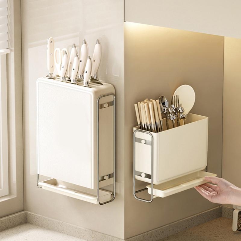 Wall Mounted Chopstick Organizers Rack Kitchen Utensil Drain Storage Rack Sink Utensils Container Countertop Storage Rack