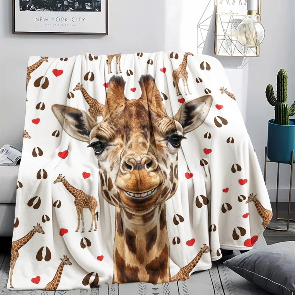 1 ks flanelová deka s potiskem kreslených zvířátek, Vysoká kvalita, Pro všechna roční období, Domácí dekorace, Teplo a pohodlí, Perfektní jako vánoční dárky