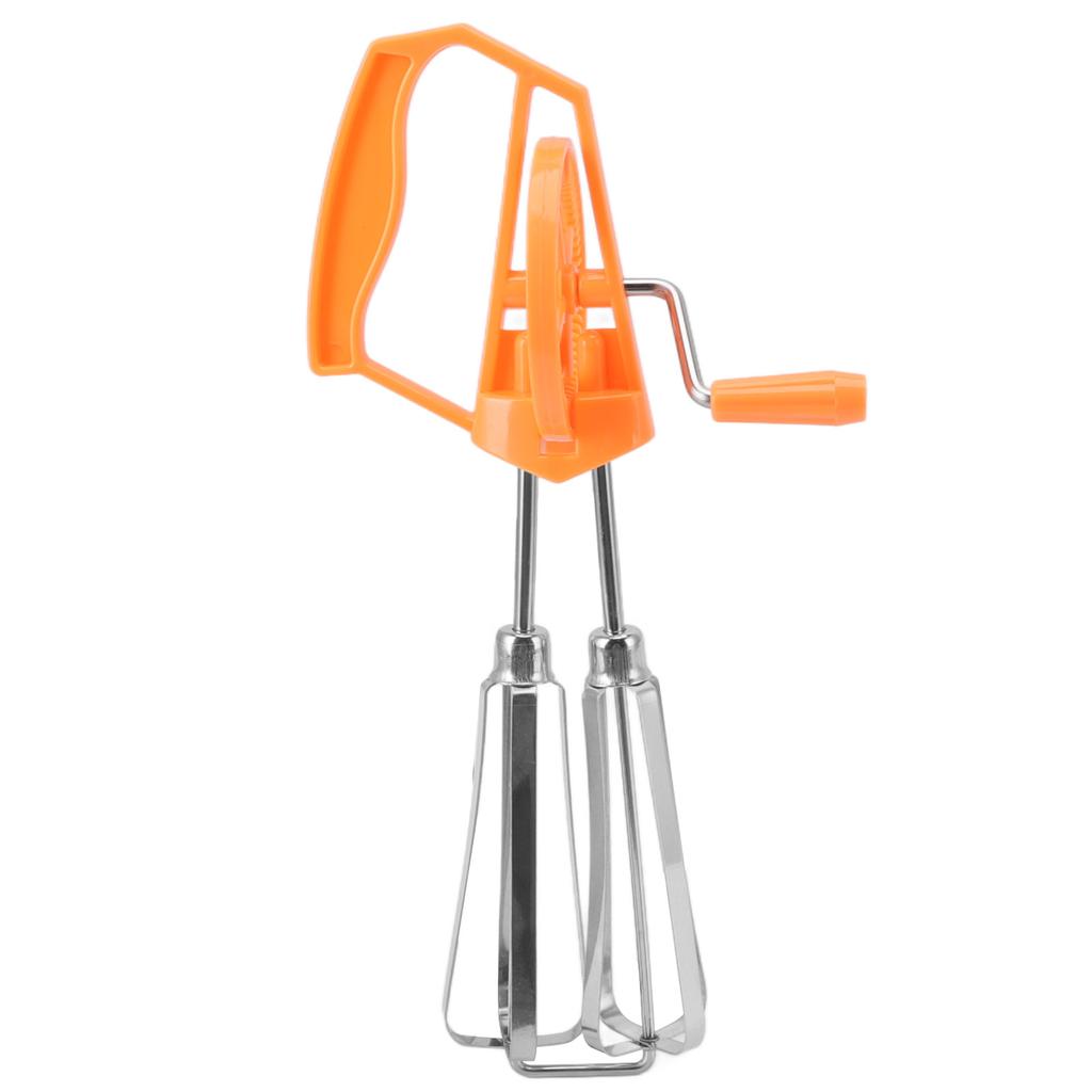 Egg Beater Stainless Steel Plastic Hand Crank Autorotation Effort Saving Manual Hand Mixer for Home Kitchen Cooking