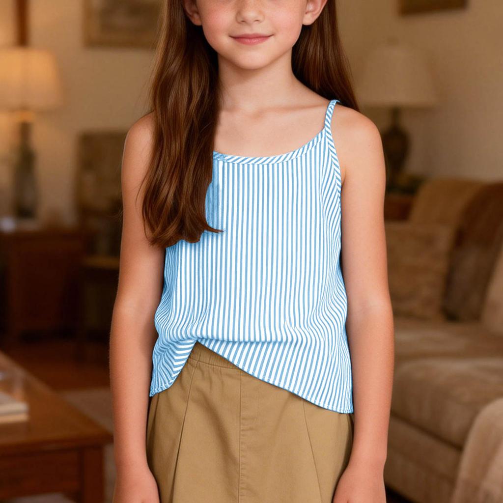 Children's Fashionable And Cute Striped Sleeveless Camisole Casual Girls' Top