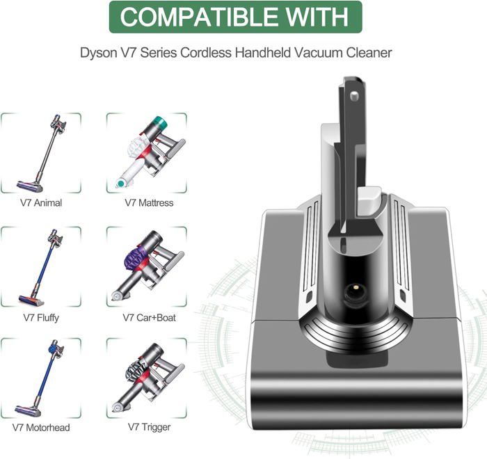 Battery - Compatible V7 - 6000mAh - 21.6V - 2 Filters Included - Li-ion
