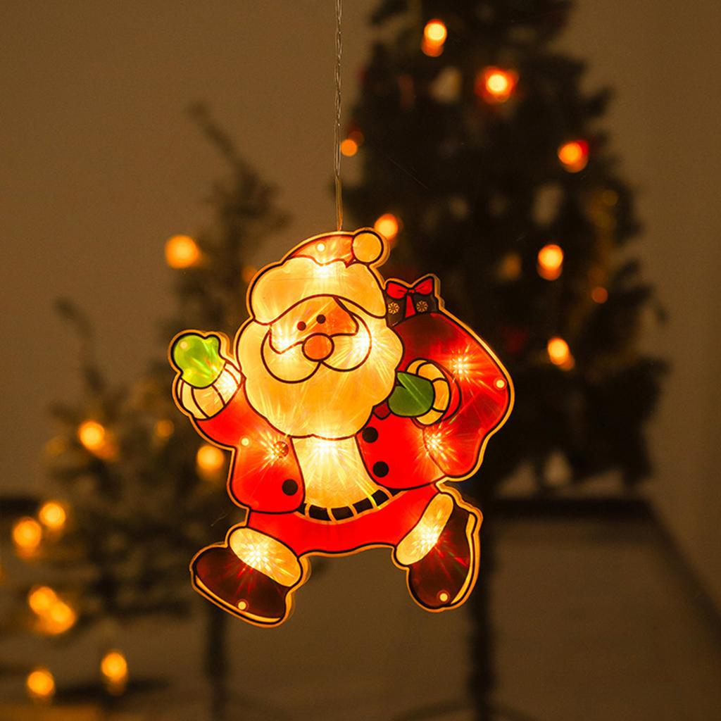 Halloween Witch Doll Statue Desktop Decoration LED Christmas Suction Cup Light, Elderly Snowman Shaped Window Decoration Light