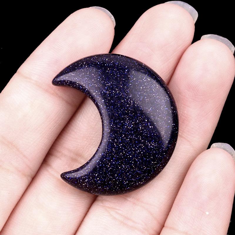 30mm Natural Agate Crystal Crescent Moon Ornament - DIY Accessory