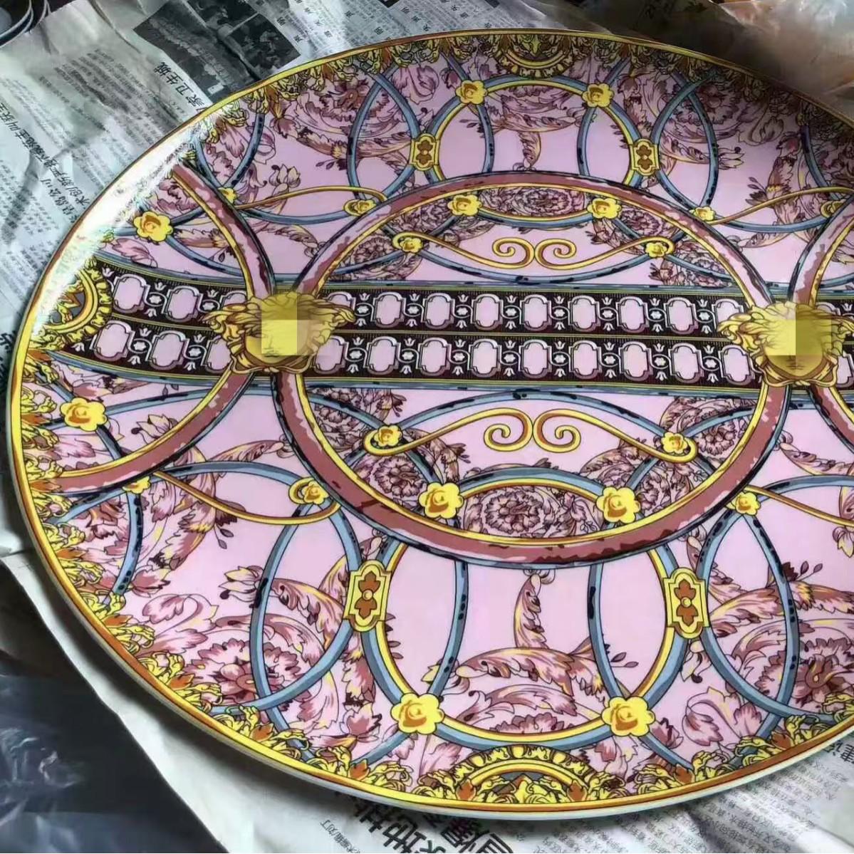 Luxury European Style Green Bone China Steak Plate