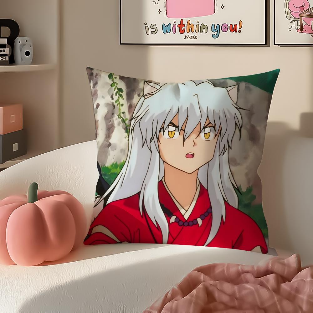 Japanese anime lInuyasha Cushion Cover Pillowcase Short Plush Invisible zipper Room Sofa Cushion Cover