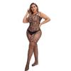 Oversize ženy Sexy síťované jednodílné body punčochové kalhoty Krajkové body Spodní prádlo Velká velikost