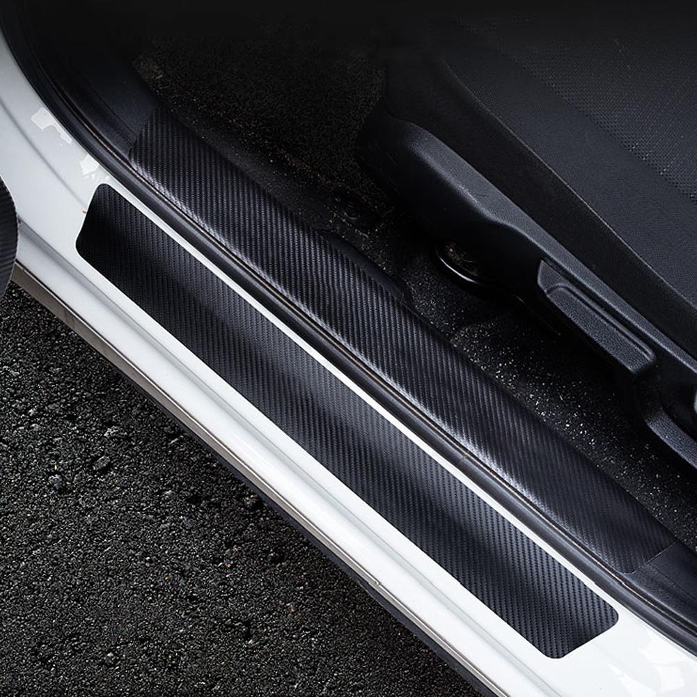 Universal Car Door Sill Sticker with Scraper Anti Scratch Carbon Fiber Self Adhesive Car Door Decal for Car B9Q1