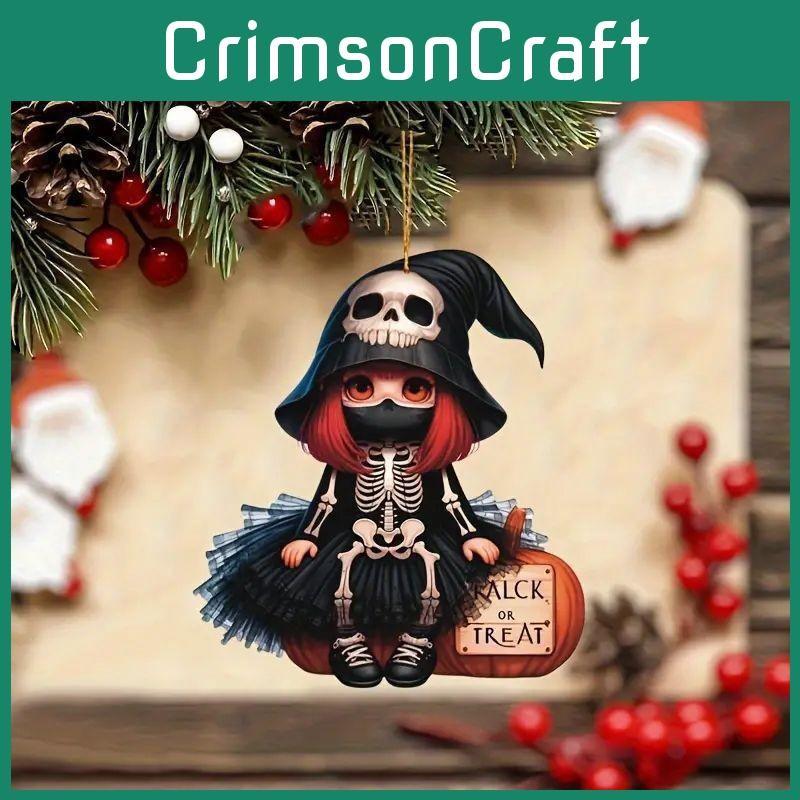 Halloween Girl Skeleton Acrylic Hanging Pendant For Seasonal Vehicle Decoration