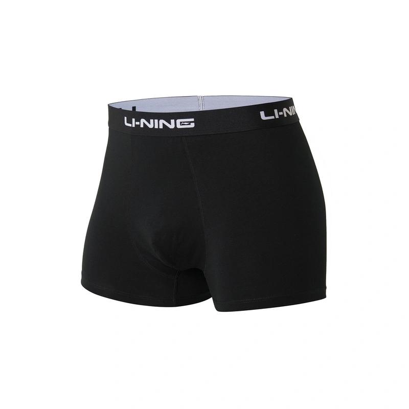 Li Ning Fitness Series Logo Print Solid Color Boxer Shorts 4-Pack Men Bottoms Black ANKS001-7