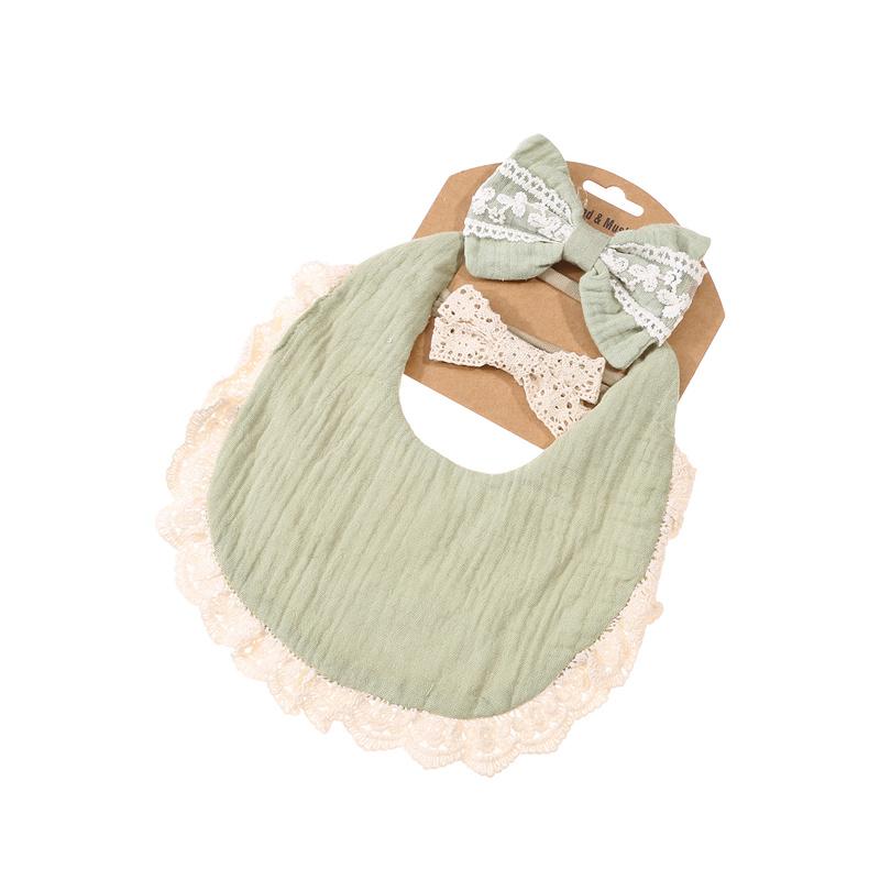 3 Teile/satz Solide Baumwolle Baby Lätzchen & Spitze Stirnbänder Prinzessin Jungen Mädchen Speichel Handtuch Fütterung Spucktücher Haar Bands