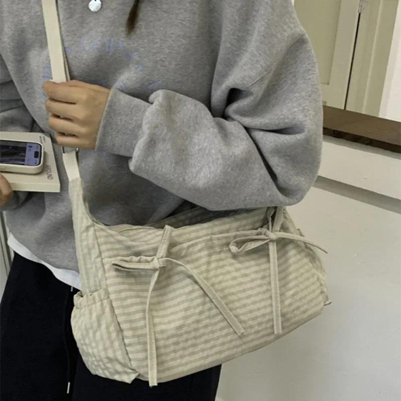 Koreański Styl Vintage Kratka Jednoramienna Torba Duża Pojemność Wszechstronna do Szkoły Pracy Dojazdów Unisex Nylonowa Torba na Ramię